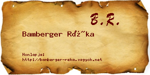 Bamberger Réka névjegykártya